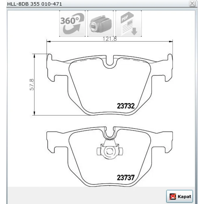 FREN BALATASI ARKA BMW 5 SERİ E60 (03-10) E61 (04-10) 6 SERİ  E63-E64 (04-10)