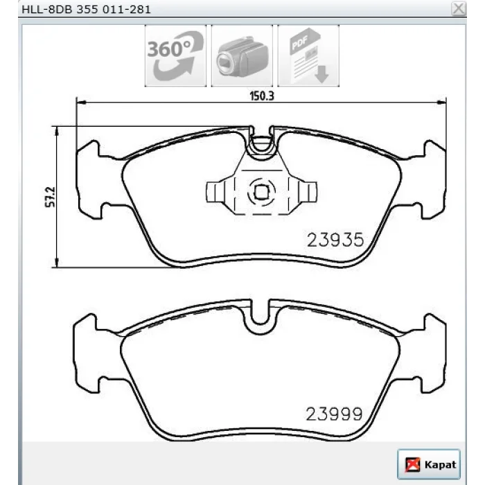 FREN BALATASI ÖN  BMW 1 SERİ E81-87(03-12)-3 SERİ E90 05>