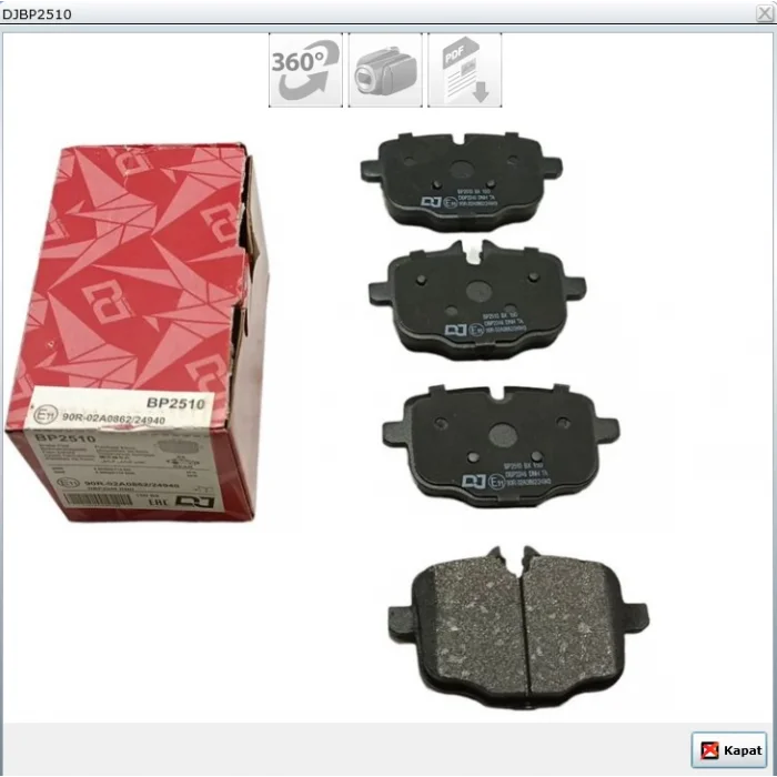 FREN BALATASI ARKA BMW 5  F10-F11-F18 (10-16) BMW 6 F06-F12-F13 (11-16) BMW 7 G11-G12 (15>) X4 G02 / X5 G05 F95 / X6 G06 F96 (18>)