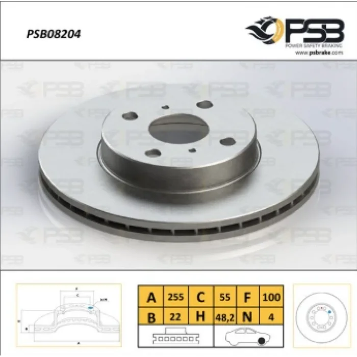 FREN DİSKİ ÖN COROLLA AE100-AE101 (93-98) COROLLA AE111 (98-00) ENJ. HAVALI 255MM