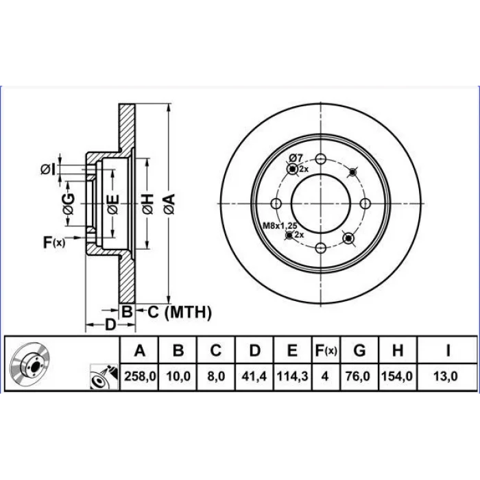 FREN DİSKİ ARKA CERATO (04-13) ELANTRA (01-07) DÜZ 258MM