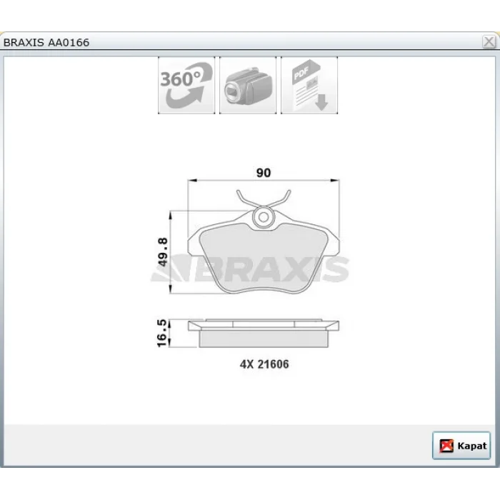FREN BALATASI ARKA ALFAROMEO 156 (97-06) ALFA 164 (87-98) ALFA 166 (98-07) DURON by FEDERAL MOGUL
