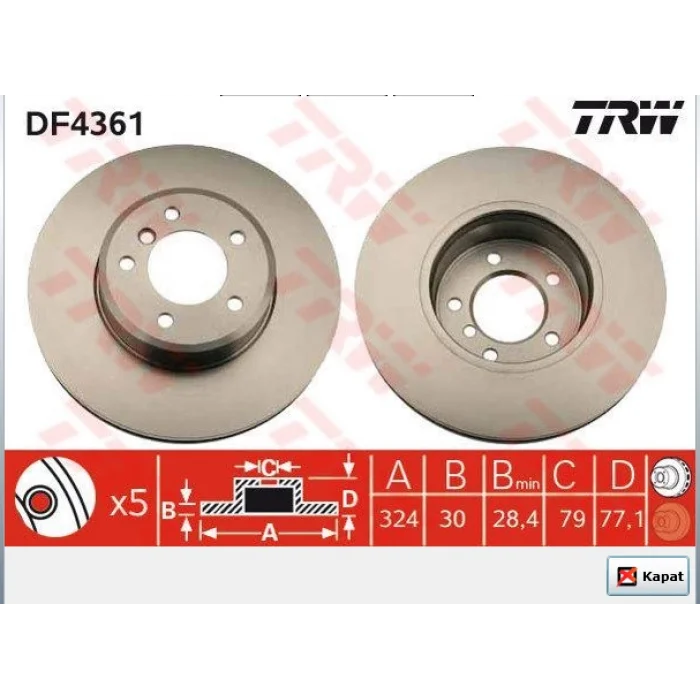 FREN DİSKİ ÖN BMW 5 SERİ E60 / E61 (04-10) 6 SERİ E63 / E64 (04-10)  HAVALI 324MM