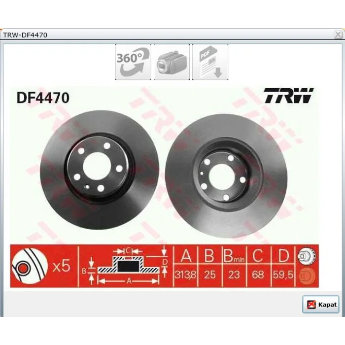 FREN DİSKİ ÖN AUDI A6 (2004-2011) HAVALI 313,8MM