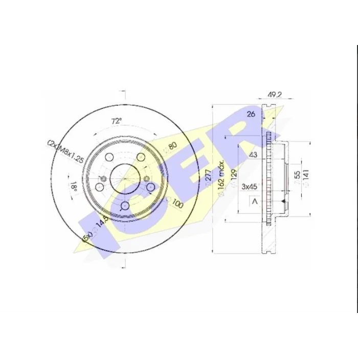FREN DİSKİ ÖN TOYOTA AVENSİS (03-08) COROLLA VERSO (01-04) VERSO (04-09) HAVALI 277MM