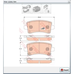 FREN BALATASI ARKA OPEL INSIGNIA A 1.6-2.0-2.0CDTİ  16-17-18 JANT (09-17)