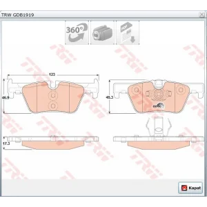 FREN BALATASI ARKA  BMW 1 SERİ F20-F21 (10>) 2 SERİ  F23 (14>) GRANDTOURER F46 (15>) F22-F87 (13>) 3 SERİ F30-F31-F35-F80 (11>) 4 SERİ F32-F82 (14>)