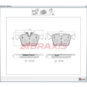 FREN BALATA ARKA 18 JANT LAND ROVER DISCOVERY SPORT (LC) 2.0 TD4 14-/ DISCOVERY SPORT 2.0 Si4 14-/ VOLVO S90 II 2.0 D5 16-/ XC90 II 2.0 D5 15-/ JAGUAR XF (JB) 2.0 D 16-/ XE (X760) 2.0 15-