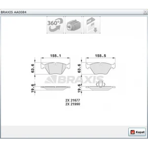 FREN BALATASI ÖN  BMW E46  (01-05)/  E39 (95-03) X3 E83 (03-11) Z4 E89 (2009>)