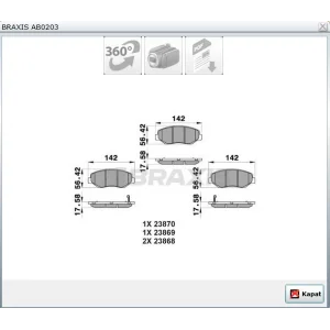 FREN BALATASI ÖN ACCORD VII (03-07) ACCORD IX (12>) CIVIC IX (12>) CIVIC X FC KASA (15>) CR-V II (01-06) CR-Z (10>)