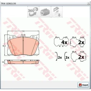 FREN BALATASI ÖN  MERCEDES GLC250 (X253)  015> EQC N293 2019> C253 2019> W213-C238-W205-C257  2018>