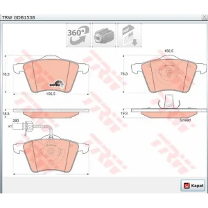 FREN BALATASI ÖN FİŞLİ GALAXY (95-06) SHARAN (95-10) ALHAMBRA (96-10)  STOP by FEDERAL MOGUL