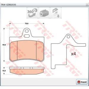FREN BALATASI ARKA CITROEN C5 I (01-04) C5 II (04-08) C5 III (2008>) STOP by FEDERAL MOGUL