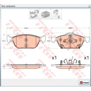FREN BALATASI ÖN HONDA CIVIC 1.8 VTEC 012> 1.6 I DTEC 014> 1.5-1.6 VTEC FC/FK  KASA 017>