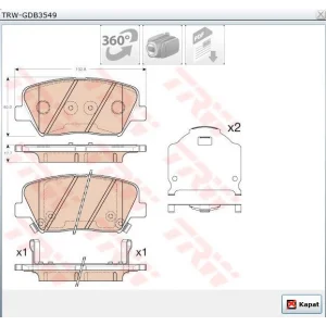 FREN BALATASI ÖN ELANTRA (11-16) İ30 (11-15) CEED (15>) CERATO (13>) PROCEED (13>) SORENTO II (09-15) CARENS IV (13>)  UZUNLUK 132.8 MM