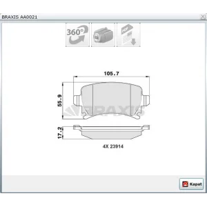 FREN BALATASI ARKA GOLF V(03-09)/ CADDY III-IV(04-15) / JETTA III(05-10) / TIGUAN(08-11) / PASSAT(05-08)/ A3 (04-12)/ LEON(06-13)/OCTAVIA(04-13)
