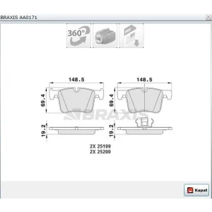FREN BALATASI ÖN BMW 3 SERISI (F30) 320i xDrive 011> 320 i 011>  320 D 011> 316 i 011> 2 SERISI (F45) 220 D 014> BMW X4 (F26) xDrive 2.0i 14> xDrive 3.0 D 014>X3 E83/F25 14>