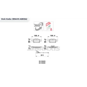 FREN BALATASI ÖN FİŞLİ PEUGEOT 508 1.6 HDI 2010>/ 508 1.6 E-HDI 2010>/ 508 SW 1.6 HDI 2010>/ 508 SW 1.6 E-HDI 2010>