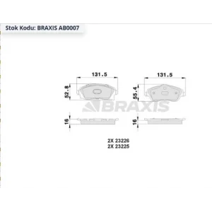 FREN BALATASI ÖN COMBO (01-12) CORSA C (00-09) TİGRA (04-11) MERIVA A (03>)