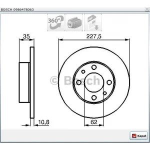 FREN DİSKİ ÖN M131 DKŞ (87-02) M124 (66-85) PANDA (80-04) UNO 60 (83-06) UNO 70 (83-06) DÜZ 227MM