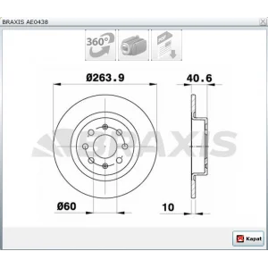 FREN DİSKİ ARKA GRANDE PUNTO (05>) PUNTO (99-12) PUNTO (2012>) EVO (08-12) ADAM (2012>) CORSA E (14-19) DÜZ 264MM