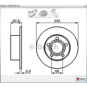 FREN DİSKİ ARKA PASSAT (96-05) A6 (97-05) SUPER B (01-08) DÜZ 245MM