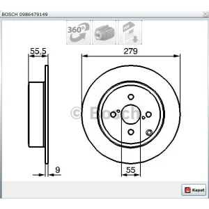 FREN DİSKİ ARKA COROLLA (03-07) AE111 (98-00) AE112 (00-02) DÜZ 279MM