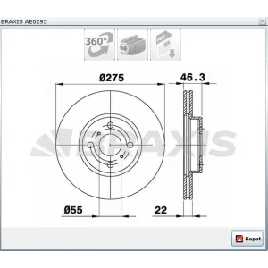 FREN DİSKİ ÖN TOYOTA YARIS (2005-2010) YARIS (2010>) HAVALI 275MM