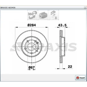 FREN DİSKİ ÖN MERCEDES W124 (84-93) (93-95) W126 (79-91) W201 190E (82-93) A124-C124 (93-98) HAVALI 284MM