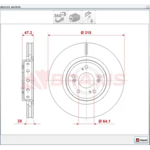 FREN DİSKİ ÖN HONDA CR-V 1.6-2.2 D-TEC  2012> HAVALI 315MM