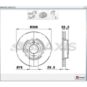 FREN DİSKİ ÖN VW TOUAREG (02-10) TRANSPORTER T5 (03-15) TRANSPORTER T6 (015>) TRANSPORTER T7 (019>) HAVALI 308MM