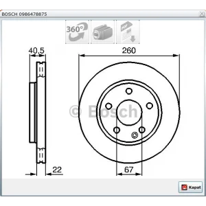 FREN DİSKİ ÖN MERCEDES A SERİSİ W168 (1997-2004) HAVALI 260MM