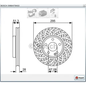 FREN DİSKİ ÖN MERCEDES  A SERİ W176 012> B SERİ W246 011> CLA SERİ C117  015>GLA SERİ X156  013> HAVALI PERFORMANS DELİKLİ 295MM
