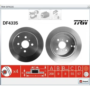 FREN DİSKİ ARKA COROLLA (03-07) COROLLA (07-13) VERSO (01-04) PRIUS (03-09) YARIS (99-05) YARIS VERSO (99-05) DÜZ 269MM