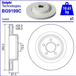 FREN DİSKİ ARKA CHRYSLER 300C LX (04-10) HAVALI 350MM