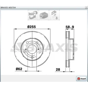 FREN DİSKİ ÖN TOYOTA HI-LUX III (2004-2015) HAVALI 255MM