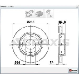 FREN DİSKİ ÖN MITSUBISHI COLT VI (02-12) FORFOUR (04-06) HAVALI 256MM