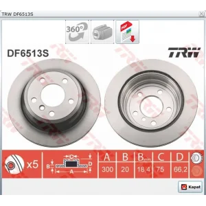 FREN DİSKİ ARKA BMW 3 SERİ F30-F31-F35-F80 (11>) G.TURISMO F34 (13>) 4 SERİ F32-F33-F82-F83 (13>) F36 (14>) HAVALI 300 MM