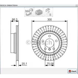 FREN DİSKİ ARKA BMW 1SERİ E81 (06-12) E82 (07-13) E87 (03-13) F20 / F21 (2010>) 2 SERİ F22 /F23 /F87 (2013>) 3 SERİ E90 / E91 (04-12) E92 (06-13) KARBONLU  HAVALI 300MM