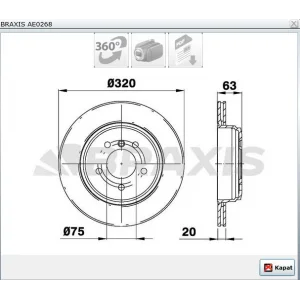 FREN DİSKİ ARKA HAVALI BMW E60 520-525-530  (03-10)  320MM