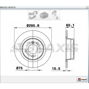 FREN DİSKİ ARKA DÜZ BMW E81 (06-12) E87 (03-13) E90 (05-11) E92 (06-13) 296MM