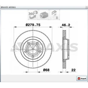 FREN DİSKİ ÖN PASSAT (96-01) PASSAT (00-05) EXEO (08>) A4 (94-01) A4 (00-04) A4 (04-08) HAVALI 280MM