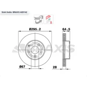 FREN DİSKİ ÖN MERCEDES C SERİ C204 (011>) S204 (07-14) W204 (07-14) E SERİ A207 (010>) C207 (09>) S212 (09>) W212 (09>) SLK R172 (11>) HAVALI 295MM