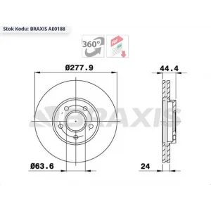 FREN DİSKİ ÖN TOURNEO CONNECT (02-13) TRANSİT CONNECT (02-13) HAVALI 278MM