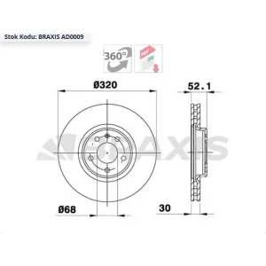 FREN DİSKİ ÖN AUDI A4 (07-15) A5 (09-16) A6 (10>) A7 (10>) Q5 (08-16) HAVALI 320MM
