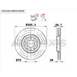 FREN DİSKİ ÖN ALFA ROMEO GIULIETTA (2010>) SPIDER (06-10) COMPASS (2016>) RENEGADE-FIAT 500X (2014>) ALFA 159 (05-11) HAVALI 305.5 MM