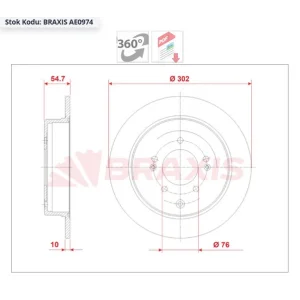 FREN DİSKİ ARKA HYUNDAİ TUCSON (2015>) KİA SPORTAGE (2015>) DÜZ 302MM ELEKTRONİK PARK FRENSİZ ARAÇLAR
