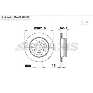 FREN DİSKİ ARKA NISSAN PATHFINDER III (05-12) MERCEDES X SERİ (470) X250 D (2017>) HAVALI 308MM