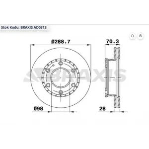 FREN DİSKİ ÖN HAVALI MAZDA B2500 2.5D BT50 4X4 (05-11) FORD RANGER (2005>) 289MM 6 BİJON