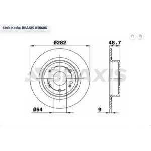 FREN DİSKİ ARKA HONDA ACCORD VIII (08-12) HR-V (2014>) DÜZ 282MM
